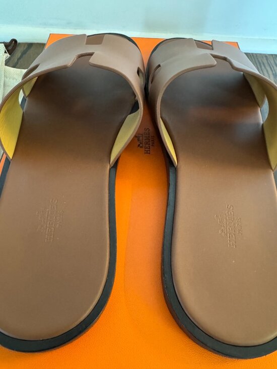 Hermès Izmir Sandals Men\'s Size 45 Gold w/ Box Dust Bags & Receipt main image 5
